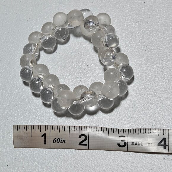 Retro Clear Frosted Bead Stretch Bracelet 80s 90s Fashion Jewelry Women - Picture 3 of 3